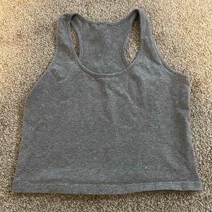 Gray Cropped Workout Tank Top